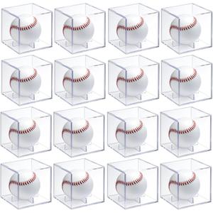 16 Pack UV Protected Acrylic Boxes for Display,Clear Display Case Baseball Cube Memorabilia Showcase Autograph Ball Protector 3.15"L x 3.15"W x 3.15"H