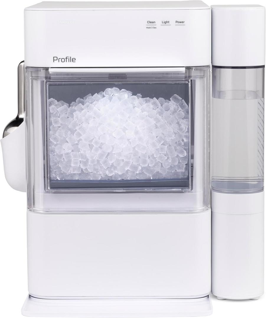 GE Profile Opal 2.0 Ultra Nugget Ice Maker with Side Tank and Scale Inhibiting Filter, Scoop Included, 38 lbs in 24 Hours, Pellet Ice Machine with WiFi & Smart Connected, Stone White