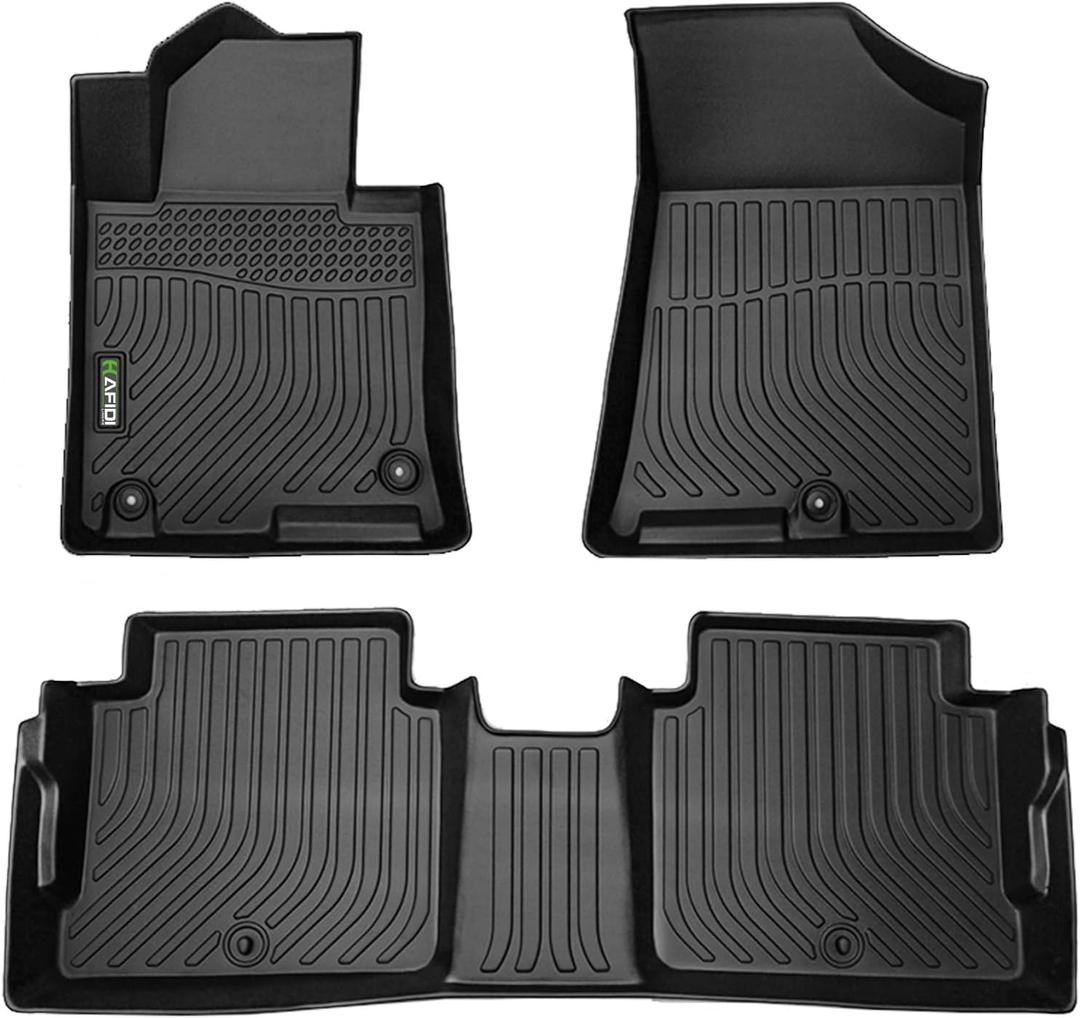 HAFIDI Floor Mats Fit for 2016-2020 Kia Optima & 2015-2019 Hyundai Sonata & Hybrid All Weather Protection TPE Anti-Slip Automotive Floor Liners, Fits 1st & 2nd Row Full Set Custom Accessories, Black