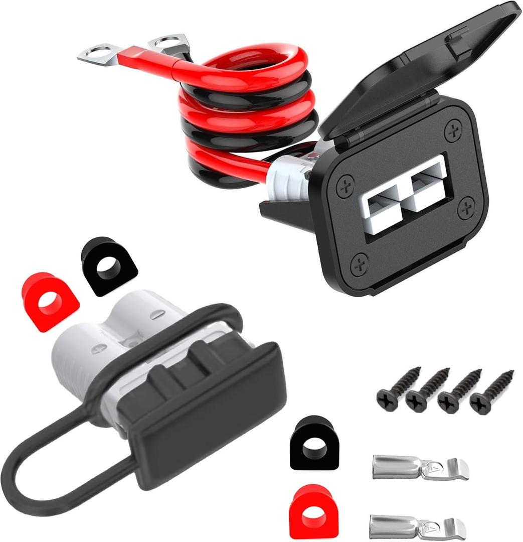Battery Quick Disconnect Connector, Battery Cable Connector Quick Disconnect Battery Terminal, Anderson Connector, 8Awg Wire Harness Plug Connector Kit for Car Winch Trailer,Forklift