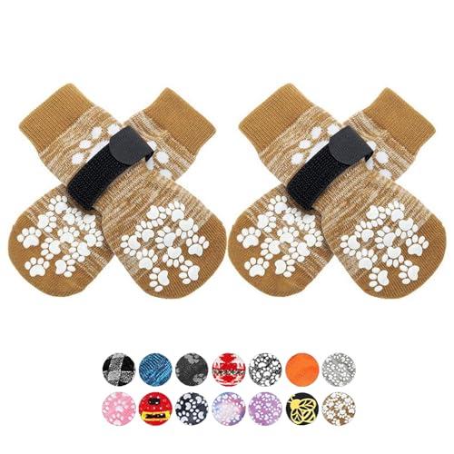EXPAWLORER Anti Slip Dog Socks to Prevent Licking Paws, Dog Shoes for Hot Pavement, Dog Booties for Small Medium Large Senior Dogs, Traction Control Boots & Paw Protectors for Hardwood Floors,M