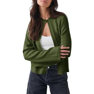 Saodimallsu Womens Lightweight Cardigans Open Front Long Sleeve One Button Casual Crewneck Loose Knit Shrug Sweater, M