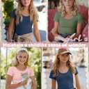 3 Pack Girls Shirts Scoop Neck Ribbed T Shirts Teens Short Sleeve Slim Fit Summer Tees for Kids Age 5-14