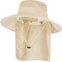 Sun Hats for Men Women Fishing Hat UPF 50+ Breathable Wide Brim Bucket Hats Summer UV Protection Safari Hat with Neck Flap (Beige)