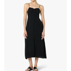 The Drop Women's Linea Spaghetti Strap Maxi Dress with Front Slit, Black, Small Size