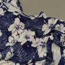Zeagoo Womens Casual Dresses for Summer Short Sleeve Flare Midi Dress Loose Flowy Beach Sundress (Large, Deep Blue Flower)