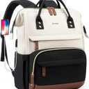 Backpack for Women Work Bags: 15.6 inch Laptop Backpack Purse Waterproof Backpacks with USB Charger College Bookbag Casual Business Computer Backpack for Travel Nurse Teacher (1-beige-black-brown)