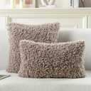 FUTEI Pack of 2 Decorative Throw Pillow Covers 22x22 Inch,Soft Fluffy Faux Wool Fur Boucle Textured Cushion Case,Modern Home Decor for Couch Bed Living Room Office,Khaki
