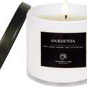 Chloefu LAN Premium Gardenia Scented Candle for Men & Women, Highly Scented, 7.1oz|45 Hour Long Lasting, All Natural Soy Candles, Home Decor, White Glass Jar Candle with Gift Box