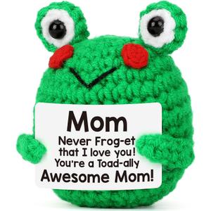 Mom Gifts, Gifts for Mom from Daughter Son, Moms Birthday Gift, I Love You MOMs Present for Moms Mother in Law Step Mama Mommy, Mother's Day Birthday Gift Cute Handmade Crochet Positive Frog