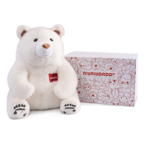 Niuniudaddy 35cm Weighted Polar Bear - Heart of Comfort & Calming Companion (Includes Box & Stickers)