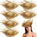 Cididu 6 Pcs Straw Hat Hawaii, Beach Party Hat Costume, Beachcomber Hats for Women Men, Hawaiian Farmer Hat for Summer Themed Party Props Decorations Accessories