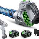 Comchoi Electric Leaf Blower Cordless, 680 CFM 5 Speed Mode, 2 Batteries & Charger, Handheld Leaf Blowers for Lawn Care, Portable Lightweight Grass Blower for Yard, Patio & Outdoor Use (Warm Gray)