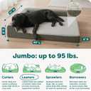 FurHaven Orthopedic Dog Bed for Large Dogs, L-Shaped Chaise Mattress with Orthopedic Egg Crate & Solid Orthopedic Foam Base for Joint Support, Washable Cover, Jumbo XL, Faux Fur & Suede, Dark Sage