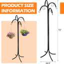 4 Way Scroll Basket Hanger Plant Hook, Black Shepherds Hook for Outdoor Heavy Duty, Garden Hanging Plant Stand for Hanging Baskets for Outdoor & Indoor Use, 72 Inch