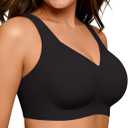 As Fairy Full Coverage Bras for Women No Underwire Supportive Wireless Plus Size Bra Seamless Comfort Bralette (Black), 40D