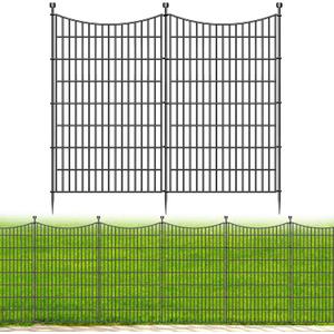 10 Panels No Dig Dog Fence Outdoor for Yard, 48 in(H) X 23.6 ft(L) Decorative Tall Garden Fence Animal Barrier, Rustproof Metal Wire Garden Edging and Borders, Temporary Fencing Stakes