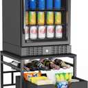 Colima Mini Fridge Stand with Storage, Mini Fridge Cabinet with Wheels, Beverage Refrigerator stand for Bedroom, Rolling Compact Fridge Cart, Heavy Duty Mini Fridge Table for Dorm Office Home