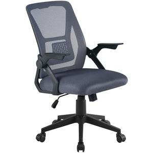 VECELO Mid-Back Swivel Ergonomic Office Chair with Adjustable Arms, Mesh Lumbar Support for Computer Task Work, Gray