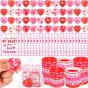 Skylety 48 Sets Valentine's Day Heart Stress Ball and Valentines Silicone Bracelets Bulk Mini Heart Shaped Stress Relief Fidget Rubber Wristbands with Card for Valentine Party Favors Exchange Gifts