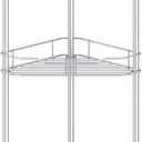 HuggieGems 5 Tier Floor Standing Corner Shower Caddy Organizer Shelf with Hooks, Bathroom Shelves Stand Rack, Silver