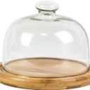Glass Dessert Dome with Base, Mini Decorative Cake Tray with Glass Dome Cover, 5.9" Cake Fruit Display Server Tray for Kitchen, Birthday, Wedding, Appetizer Dessert and Cheese Serving Platter