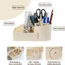 Rotating Desk Organizer with 1 Pen Holder,Pencil Pen Holder for Desk, Pen Organizer with 9 Slots, Desktop Storage Organizers and Accessories for Office Home Art Supplies