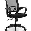 Office Chair with Flip-up Armrests Executive Ergonomic Computer Standing Desk Chair with Lumbar Support and Adjustable Footrest Ring (Black)