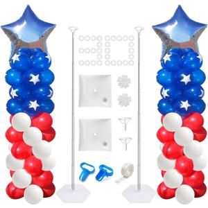IDAODAN 2 Set Balloon Column Kit for Kids, Balloon Column Stand with Base, 6.5ft Height Balloon Tower Stand for Wedding Baby Shower Birthday Party Event Decorations