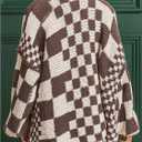 WDIRARA Women's Checkered Cardigan Sweaters Chunky Knit Open Front Long Sleeve Knit Outerwear (L)