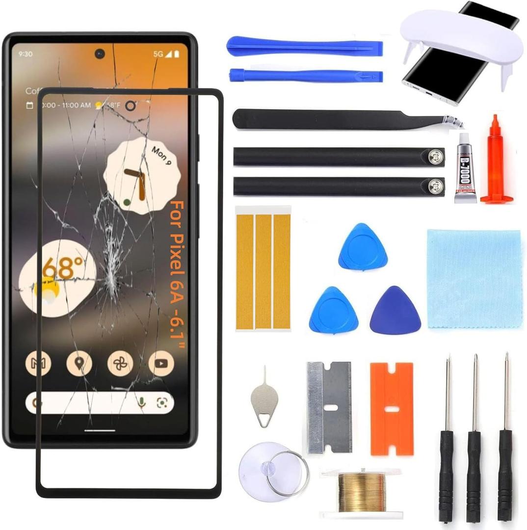Pixel 6A Screen Replacement, Front Glass Outer Panel Repair Kit Compatible with Google Pixel 6A 6.1"(No LCD & Touch Digitizer)