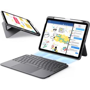 ESR for iPad Air 11 Inch Case with Keyboard M4/M3/M2 (2026/2025/2024) & Air 5th/4th Gen Flex Keyboard Case, Ultra-Light Magnetic Detachable Keyboard, Larger Precision Trackpad, Dark Gray