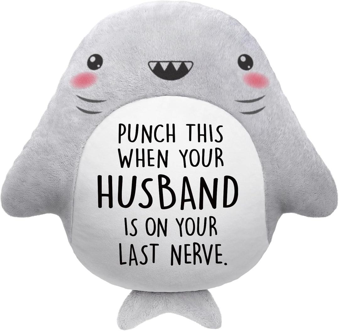 Funny Gifts for Wife Christmas -Cute Shark Pillow- Wife Anniversary Birthday Gifts from Husband, Birthday/Bridal Shower Friend Gift for Women, Gag/White Elephant Gift for Adults, 1515