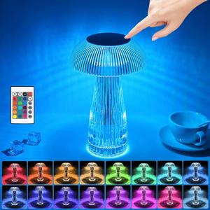 MAINI Crystal Led Lamp, Crystal Diamond Table Lamp 16-Color Changing Remote Control Bedside Lamp with USB Cable (I)