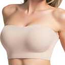 Strapless Bra for Women Non-Slip Silicone Bandeau Invisible Under Dresses Tube Top Convertible Bralettes