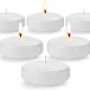 Floating Candles 3 Inch Unscented Dripless Wax 13-15Hours Burning, 12 Pack Wedding Party Candles,for Centerpieces Suitable for Cylindrical Vases,Swimming Pool,Restaurant Decoration(White)