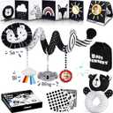Joyreal High Contrast Baby Toys for Newborn, Black and White Baby Sensory Toys with Car Seat Toys,Infant Toys with Black White Cards Book, Montessori Toys for Baby Gifts