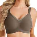 Avidlove Womens Seamless Bras No Underwire V Mesh Comfort Bralette Full Coverage Push Up Everyday T-Shirt Bra (Large)