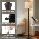 BOBOMOMO 62" Rustic Farmhouse Floor Lamp Dark Brown with Remote & Dimmable 9W Bulb, 3 Color Temperatures Resin Standing Lamp, Retro Tall Lamp for Living Room, Bedroom, Nursery, Office, Reading Nook