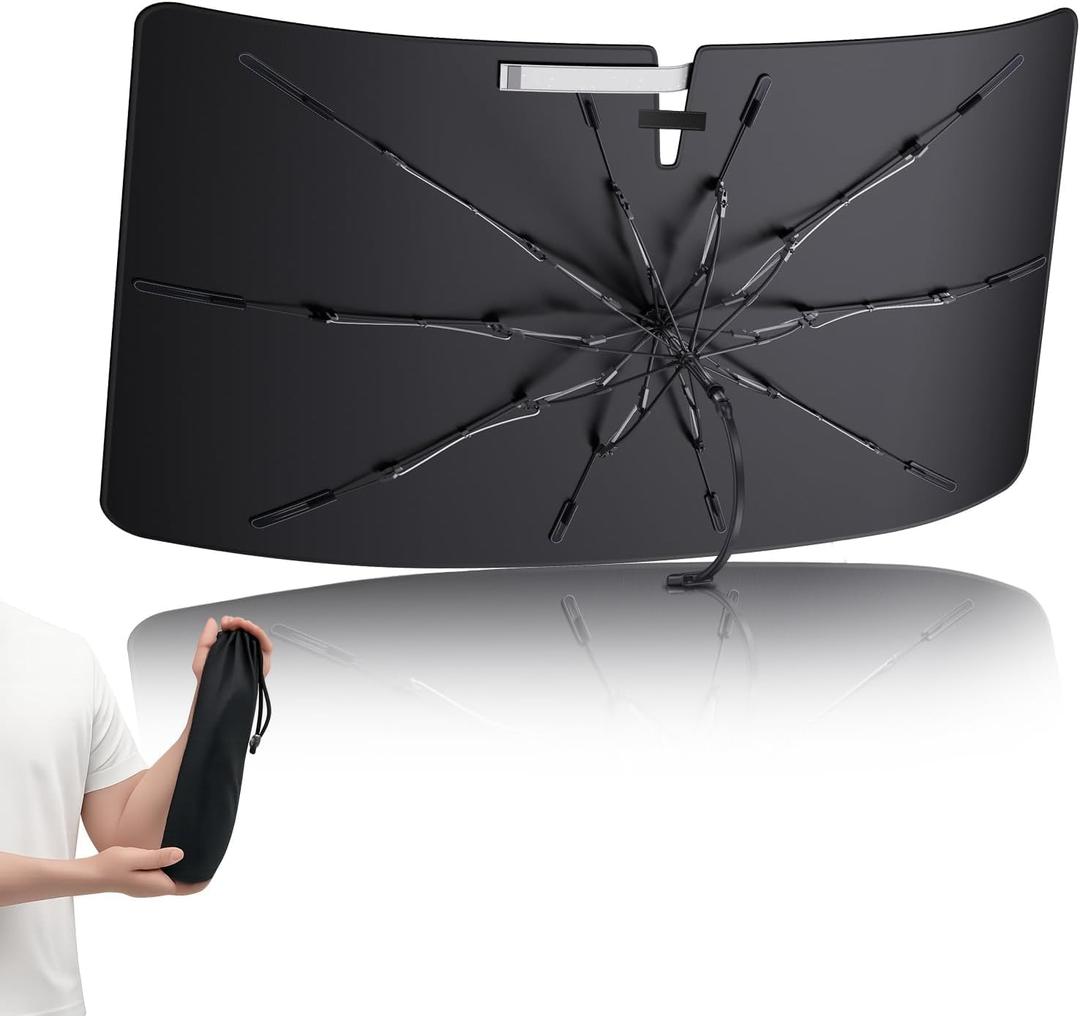 Windshield Sunshade for 2024 2025 Toyota Land Cruiser Accessories Foldable Sun Shield Block UV Rays with Dual-Silver Coating& Nano Ice Crystal Cooling Keeps Car Interior Cool& Protected