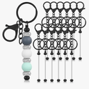 Tondiamo 12 Pcs Beadable Keychains Bars Bulk Blank Beaded Metal Keychain for Craft DIY Gift