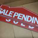 Juexica 12 Pcs Real Estate Rider Signs 24 x 6 Inch Coming Soon, for Sale, Pending, Sold Waterproof Signs Rider Real Estate with Different Messages (House Shape,Red with White)