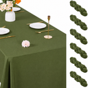8 Pack Wedding Tablecloth and Cheesecloth Table Runner Set, 2 Olive Green Polyester Table Covers and 6 Green Cheesecloth for Wedding Reception Baby Shower Bridal Shower Party Event Decor