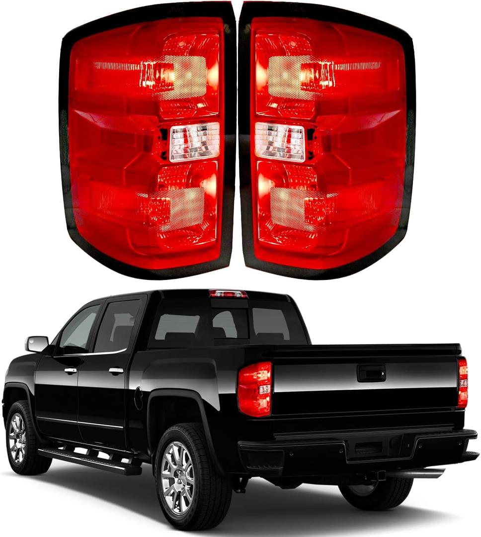 Tail Lights Assembly Compatible with 2014-2019 Chevy Silverado 1500 2500HD 3500HD Rear Brake Taillight Left & Right Side with Bulbs and Harness, Replace GM2801261 23141275 GM2800261 23431875