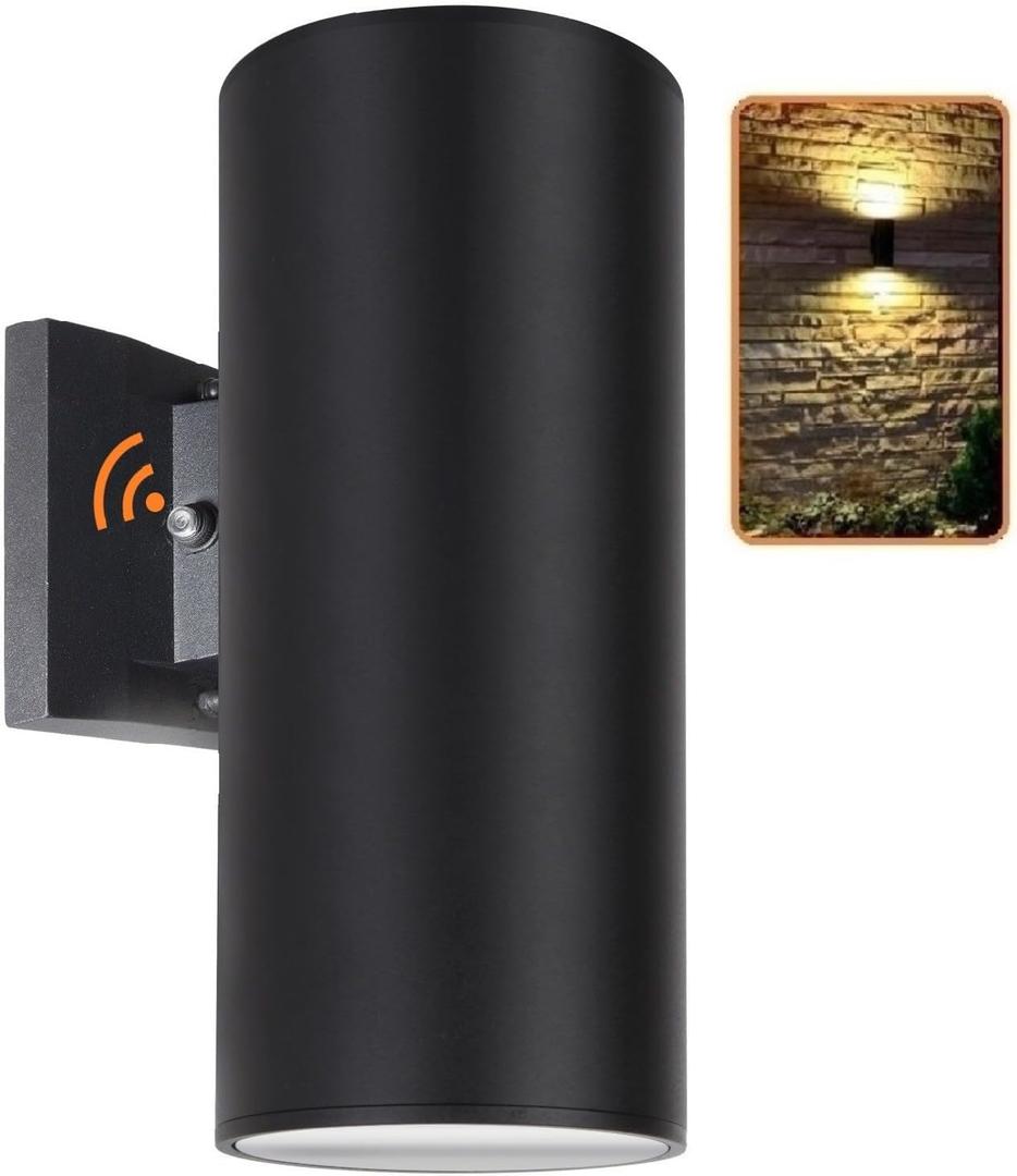 Dusk to Dawn Sensor Outdoor Wall Sconce, Exterior Lighting - ETL Listed, Die-Casting Aluminum Waterproof Wall Mount Cylinder Design - Up Down Light Fixture for Porch, Garage, Garden and Patio