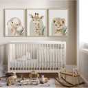 Animal Wall Art Pictures Baby Nursery Canvas Wall Art Decor Safari Animal Prints Jungle kids Wall Art Woodland Nursery Wall Decor Giraffe Jungle Poster for Room 16x24 Inch Wood Framed Set of 3