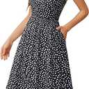 Sureple Summer Dresses for Women 2025 Casual Sweetheart-Neck Empire Waist Swing Aline Spaghetti Strap Dress with Pockets Size M
