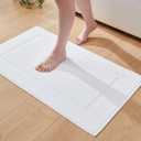 Casual Living White Cotton Bath Mats Set of 2 Towel Mats for Bathroom Floor Banded Rugs Soft Absorbent Ring Spun Cotton Washable Essentials Bathroom Shower Accessories, 34-inch x 21-inch, White