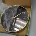 HZDHCLH Black Wall Clocks Battery Operated,12 inch Silent Non Ticking Modern Clock for Wall, 3D Numbers Wall Clock for Kitchen Bedroom Living Room Office Classroom Decor (Black-Gold)