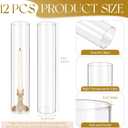 12 Pcs Hurricane Candle Holder Sleeve, H:14" D:3" Bottomless Glass Cylinder Candleholder Tall Clear Glass Cylinder Open Both Ends, Chimney Tube Cover, Open Ended Candle Shade